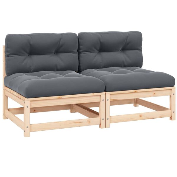 vidaXL Canapés centraux de jardin coussins 2 pcs Bois de pin massif