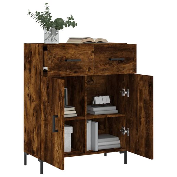 vidaXL Buffet ch&ecirc;ne fum&eacute; 69,5x34x90 cm bois d'ing&eacute;nierie
