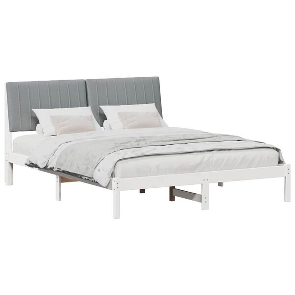 vidaXL Cadre de lit avec t&ecirc;te de lit Blanc 160 x 200 cm Pin massif