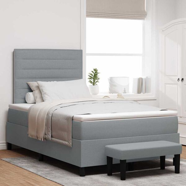 vidaXL Lit &agrave; ressorts avec matelas Gris clair 120 x 190 cm tissu