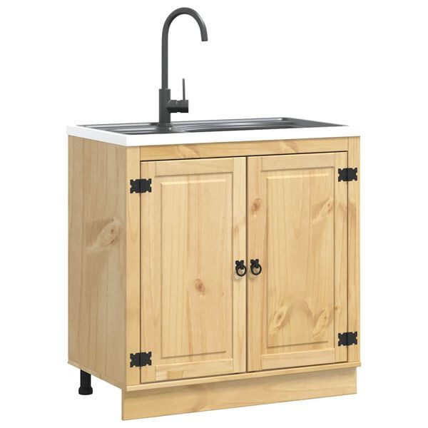 vidaXL Armoire avec porte SKI Brun Miel 80 x 46 x 81,5 cm Pin massif