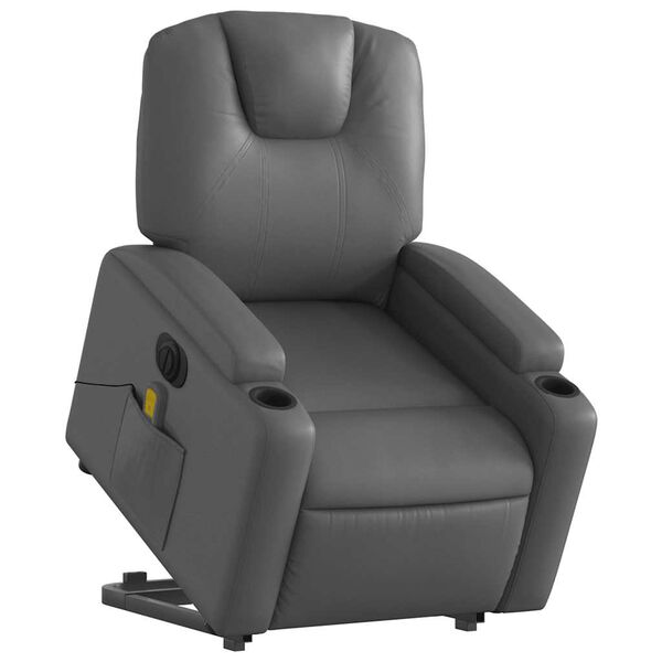vidaXL Fauteuil inclinable de massage électrique gris similicuir