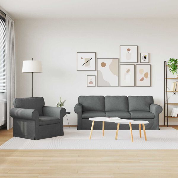 vidaXL Ensemble de Canap&eacute;s 2 pcs Gris fonc&eacute; 215 x 82 x 80 cm tissu