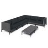vidaXL Salon de jardin 7 pcs avec coussins R&eacute;sine tress&eacute;e Gris fonc&eacute;
