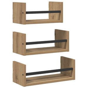 vidaXL Ensemble d'&eacute;tag&egrave;res murales 3 pc Ch&ecirc;ne artisanal 40x16x14cm