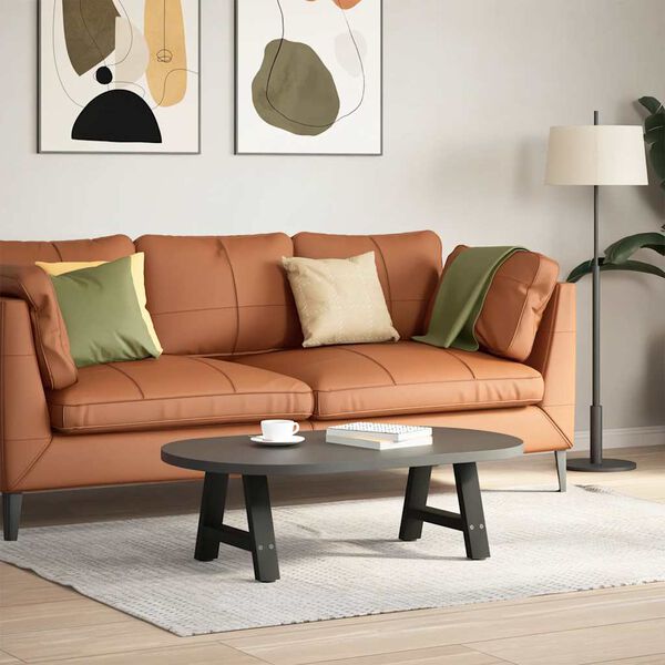 vidaXL Pieds de table basse en forme de A, 2 pi&egrave;ces, noir, 50 x (30-31) cm, acier