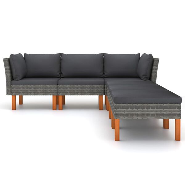 vidaXL Salon de jardin 6 pcs avec coussins R&eacute;sine tress&eacute;e Gris