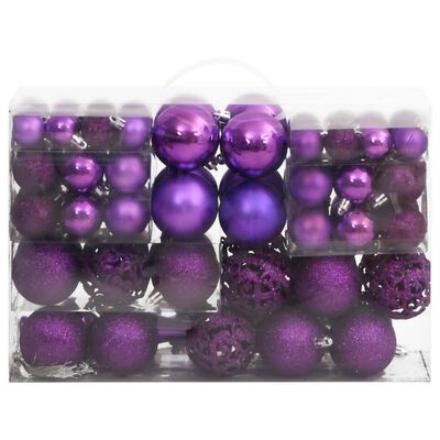 vidaXL Ensemble de boules de Noël 111 pièces violet polystyrène