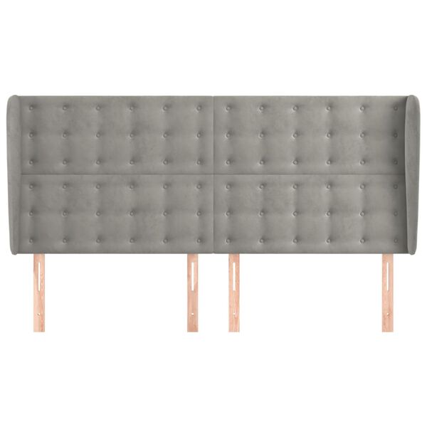 vidaXL T&ecirc;te de lit avec oreilles Gris clair 163x23x118/128 cm Velours