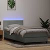 vidaXL Sommier &agrave; lattes de lit et matelas et LED gris clair 80x220 cm velours