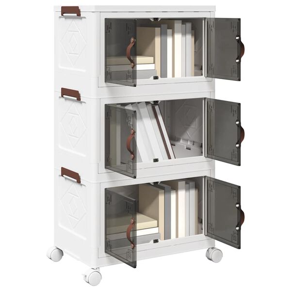vidaXL Bo&icirc;te de rangement empilable avec roues &agrave; 3 niveaux 28 L