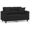 vidaXL Canap&eacute; 2 places avec oreillers et coussins Noir 120 cm