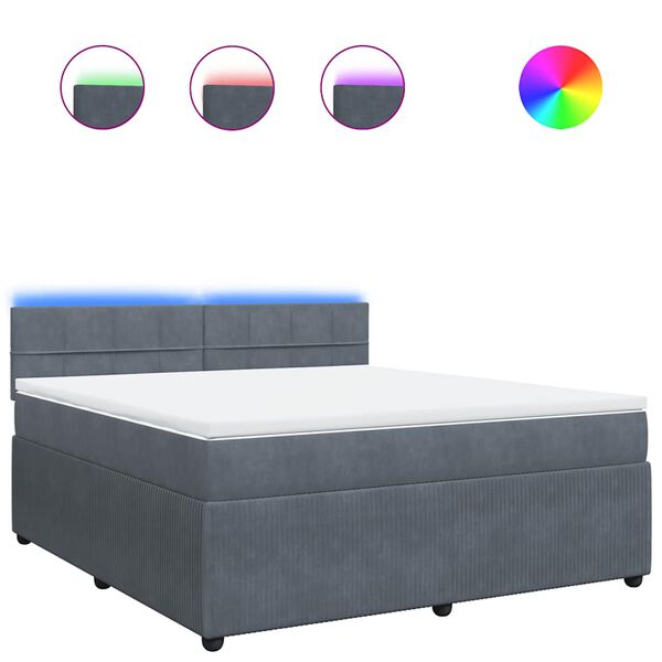 vidaXL Sommier &agrave; lattes de lit et matelas Gris fonc&eacute; 180x200cm Velours