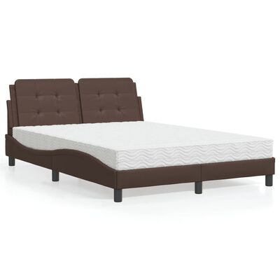 vidaXL Lit avec matelas marron 140x200 cm similicuir