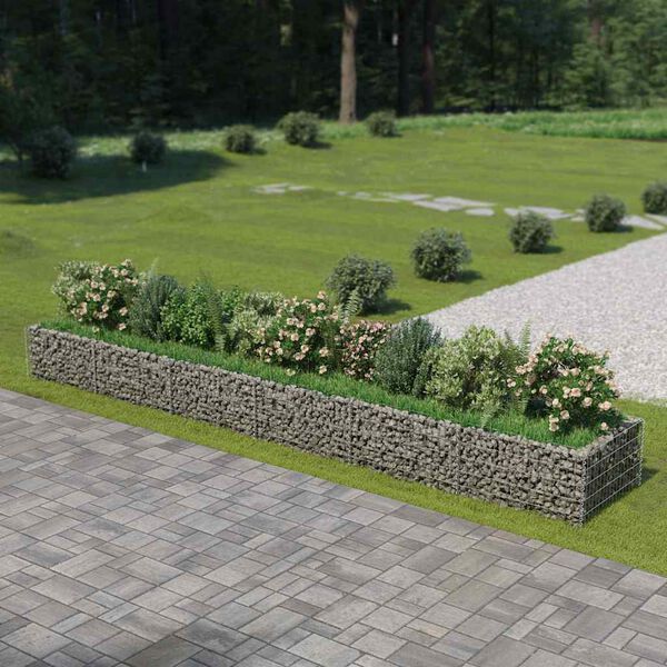 vidaXL Lit sur&eacute;lev&eacute; &agrave; gabion Acier galvanis&eacute; 540x90x50 cm