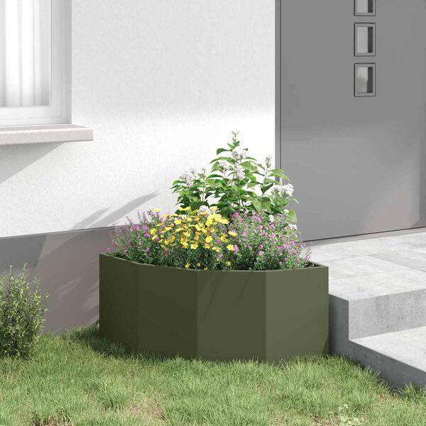 vidaXL Jardini&egrave;re d'Angle Vert olive 60 x 60 x 35 cm Acier