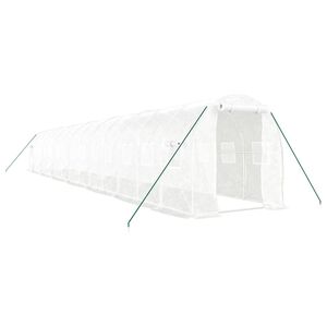 vidaXL Serre avec cadre en acier blanc 28 m&sup2; 14x2x2 m