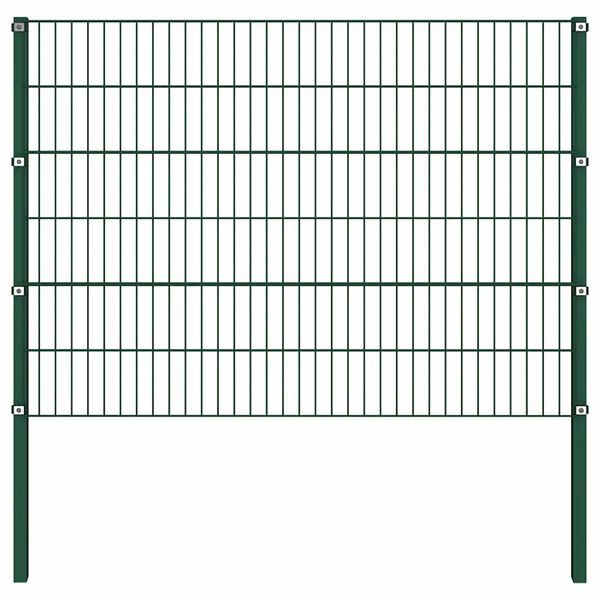 vidaXL Panneau de cl&ocirc;ture avec poteaux en fer 1385 x 120 cm Vert