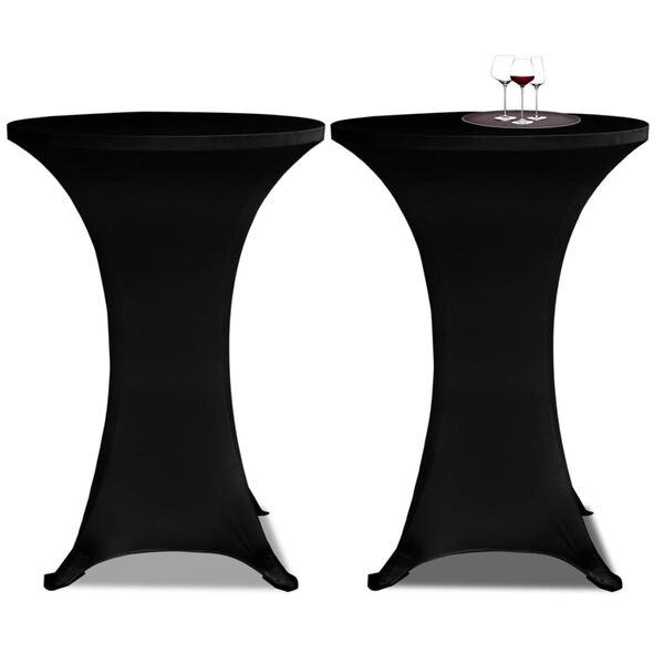 vidaXL Housses &eacute;lastiques de table &Oslash; 80 cm Noir 2 pcs