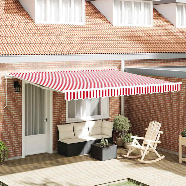 vidaXL Auvent R&eacute;tractable Rouge et blanc 400 &times; 350 cm Polyester