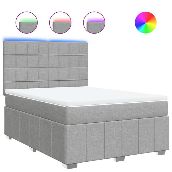 vidaXL Sommier &agrave; lattes de lit avec matelas Gris clair 140x200cm Tissu