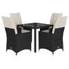 vidaXL Ensemble &agrave; manger de jardin coussins 5pcs Noir R&eacute;sine tress&eacute;e