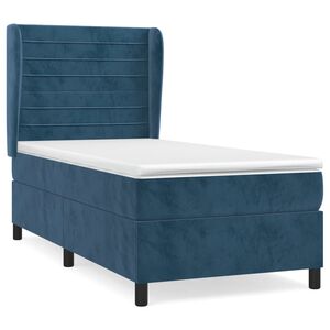 vidaXL Sommier &agrave; lattes de lit avec matelas Bleu fonc&eacute; 90x200 cm