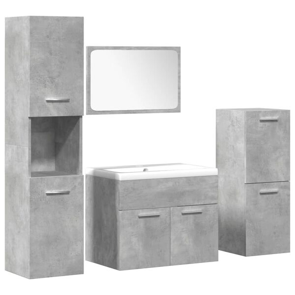 vidaXL Ensemble de meubles de salle de bain 5 pcs gris b&eacute;ton