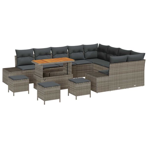 vidaXL Ensemble de canap&eacute; de jardin 13 pcs Gris Poly rotin