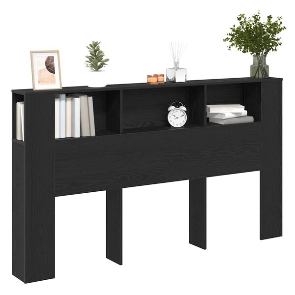 vidaXL Cabinet de T&ecirc;te de Lit Ch&ecirc;ne noir 180 x 18.5 x 102.5 cm