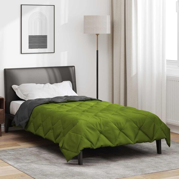 vidaXL Duvet d'&eacute;t&eacute; simple Vert et Anthracite 200 x 155 cm Microfibre