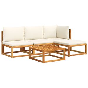 vidaXL Ensemble de canap&eacute;s de jardin 5 pi&egrave;ces avec coussins en bois d'acacia et rotin