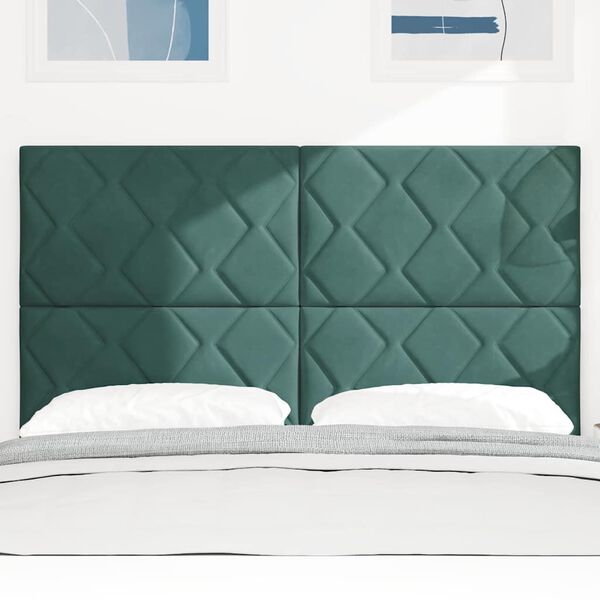 vidaXL T&ecirc;te de lit avec t&ecirc;te de lit Vert fonc&eacute; 144 cm Velours