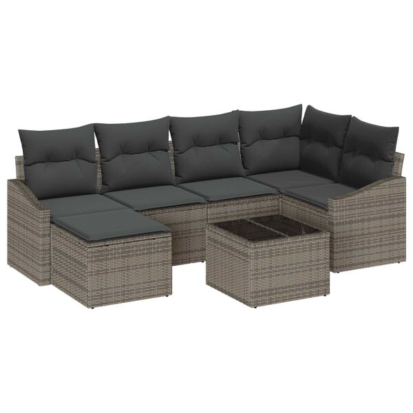 vidaXL Ensemble de salle &agrave; manger pour jardin 7 pcs Gris clair