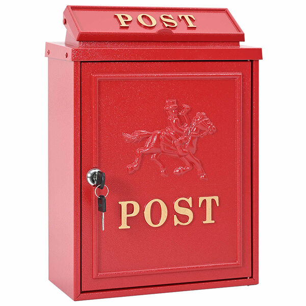 vidaXL Bo&icirc;te aux lettres murale Rouge 29 x 13 x 41 cm Aluminium coul&eacute;
