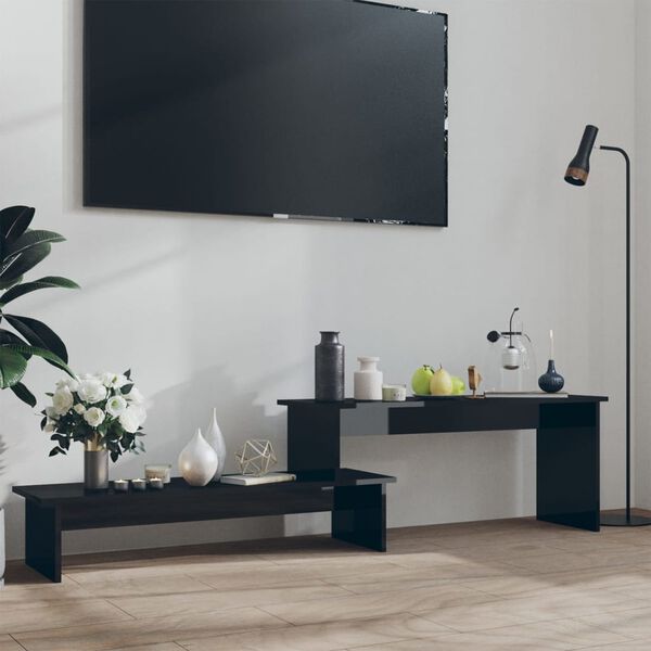 vidaXL Meuble TV Noir brillant 180x30x43 cm Agglom&eacute;r&eacute;