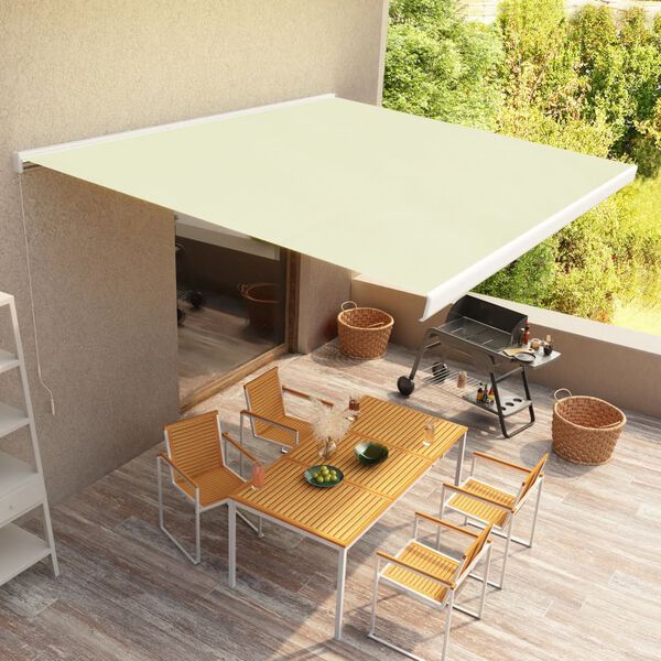vidaXL Store &agrave; cassette manuel 500x300 cm Cr&egrave;me