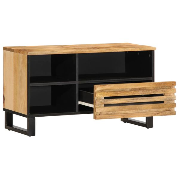 vidaXL Meuble TV 80x34x46 cm bois massif de manguier brut