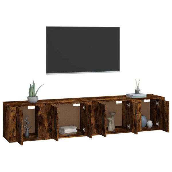 vidaXL Ensemble de meubles TV 4 pcs Ch&ecirc;ne fum&eacute; Bois d'ing&eacute;nierie