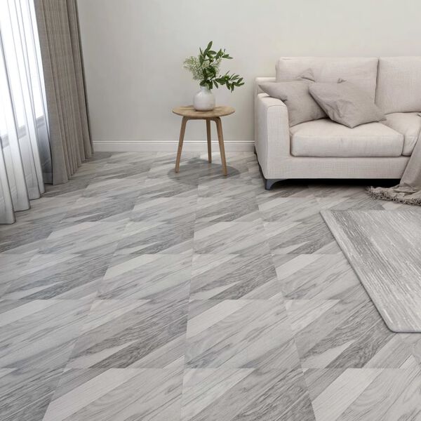 vidaXL Dalles de plancher autoadh&eacute;sives 20 pcs PVC 1,86 m&sup2; gris ray&eacute;