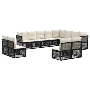 vidaXL Ensemble de canap&eacute; de jardin 12 pcs Noir polyrotin
