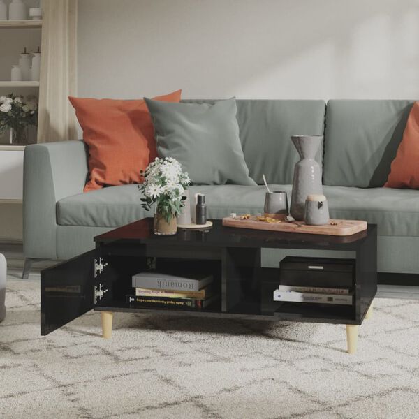 vidaXL Table basse noir brillant 90x60x35 cm bois d'ing&eacute;nierie