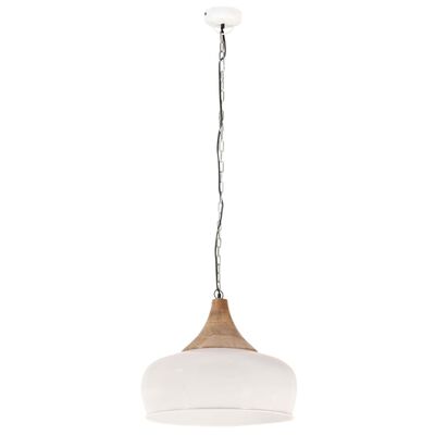 vidaXL Lampe suspendue industrielle Blanc Fer et bois solide 45 cm E27