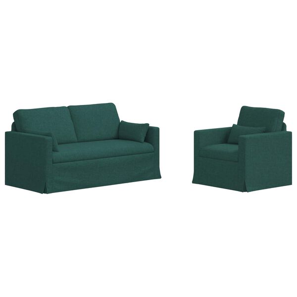 vidaXL Canap&eacute; 2 pcs Vert fonc&eacute; 158 x 78 x 80 cm tissu