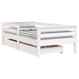 vidaXL Cadre de lit enfant tiroirs blanc 70x140 cm bois de pin massif