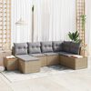 vidaXL Ensemble de canap&eacute; de jardin avec coussin 6 pcs Beige polyrotin