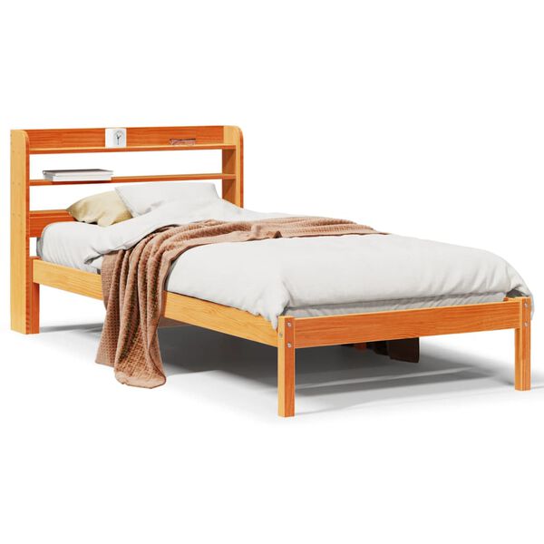 vidaXL Cadre de lit avec tête de lit sans matelas cire marron 75x190cm