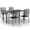 vidaXL Ensemble &agrave; manger de jardin 5 pcs Noir Corde de coton et acier