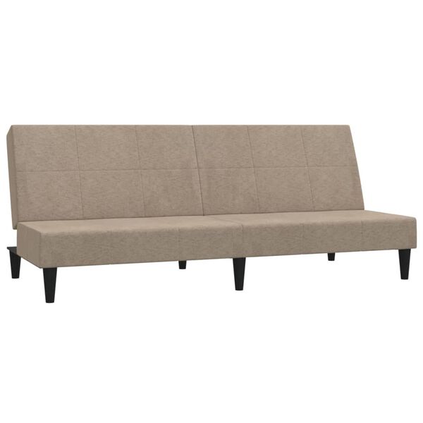 vidaXL Canap&eacute;-lit &agrave; 2 places avec tabouret Taupe Tissu microfibre