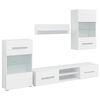 vidaXL Meubles TV 5 pcs avec lumi&egrave;re LED blanc mat bois d'ing&eacute;nierie